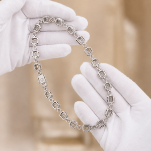 Moissanite Link <b>Chain</b> Necklace 925 Sterling Silver Baguette Cut Hip Hop <b>Iced</b> <b>Out</b> Jewelry Women's Style GRA Certified - Product Image 5