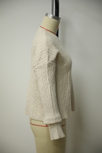 Suéter de Invierno para Mujer, Cuello Redondo, Manga Larga, Tejido de Punto Grueso, 100% Lana, Color Crema, Estilo Normcore, Tejido a Mano - Product Image 6
