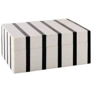 AL MALIK CRAFT <b>Wood</b> <b>Jewelry</b> <b>Box</b> Rectangular Black White Striped Storage Organizer for Necklace Ring Cosmetic Christmas Holiday - Product Image 1