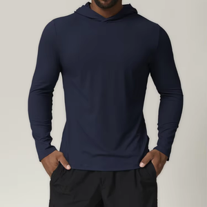 Sudadera con capucha de alta calidad para entrenamiento muscular, para hombre, deportiva, para correr, para el gimnasio, que absorbe la humedad, de secado rápido, delgada y ajustada. - Product Image 3