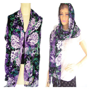 Elegant Knitted Flower Print Viscose Scarf for Women Soft Lightweight Breathable Fashion <b>Wrap</b> Stylish Floral Pattern Neck <b>Shawl</b> - Product Image 2