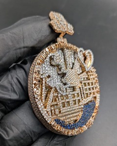 Pendentif de bijoux fantaisie en argent 925 plaqué, thème monétaire, avec micro-incrustations de strass en cristal, style Hip Hop, breloque unisexe - Product Image 4