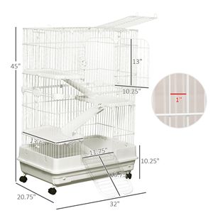 32\"L 4-Level Lockable Universal Wheels Pet Cage <b>Small</b> Animal Hutch with <b>Slide</b>-out Tray for Rabbits Chinchillas Ferrets - Product Image 3
