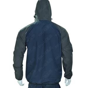 Veste de sudation pour hommes à manches longues avec capuche, haut de sport à col montant et fermeture éclair latérale asymétrique, coupe-vent - Product Image 2