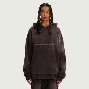 Conçu sur mesure 500 Gsm épais coton hommes pull à capuche surdimensionné lavage à l'acide impression hiver à capuche sans ficelle brodée - Product Image 1