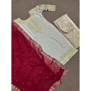 Ensemble de haut, pantalon palazzo et dupatta pour femmes avec broderie et travail de paillettes - Product Image 5