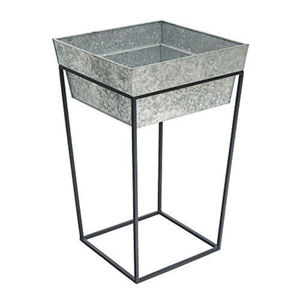 Support de plantes moderne pour intérieur et extérieur avec jardinière carrée en acier galvanisé noir et fer forgé pour succulentes, fleurs et plantes d'intérieur - Product Image 1