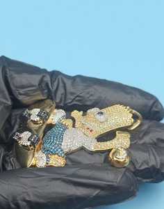 Colgante de Personaje de Dibujos Animados con Incrustaciones de Moissanita, Plata 925, Chapado en Oro de 18K, Corte Brillante Redondo, Estilo Hip Hop, Amuleto para Hombre - Product Image 4