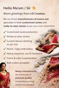 ผลิตผ้าไหมส่าหรีแบบสั่งทำ พร้อมสวมใส่-ไม่ยับและยืดหยุ่นได้ เหมาะสำหรับงานแต่งงาน งานเลี้ยงสังสรรค์ ทุกโอกาส ทุกฤดูกาล - Product Image 3