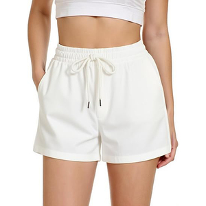 Shorts en molleton oversize pour femme, avec cordon de serrage à la taille et poches, en mélange de coton brossé doux, pour la détente, la gym et l'hiver - Product Image 2