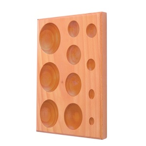 Bloque de forja de madera dura redondo con 11 cavidades para joyería, conformado de metales, forjado, texturizado y moldeado. - Product Image 4
