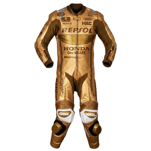 ชุดแข่งรถมอเตอร์ไซค์ Dani Pedrosa Zonda Custom Fit ทำจากหนังจิงโจ้/หนังวัวเย็บสามชั้นอย่างมืออาชีพ แบบชิ้นเดียว - Product Image 1