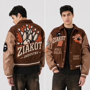 High Quality OEM Custom Chenille Embroidery Breathable Winter <b>Men's</b> Leather Sleeves Baseball Letterman College Varsity Front - Product Image 4