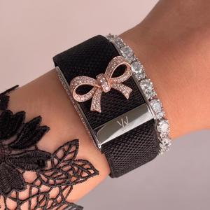 Breloque en forme de nœud en cristal argenté avec moissanite, accessoire de bracelet orné de pierres précieuses étincelantes, bijou de luxe au style élégant, compatible avec les nœuds en cristal argenté - Product Image 5