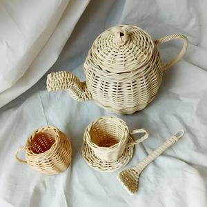 Elegantes juguetes de tetera de ratán divertidos para jugar colecciones de juguetes de té de alta calidad para niñas pequeñas juegos de rol - Product Image 5