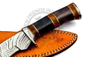 Cuchillo Bowie de Hoja Fija Nuevo, Hecho a Mano, de Acero de Damasco, Cuchillo de Caza Coleccionable con Mango de Hueso, Cuchillo de Supervivencia con Funda - Product Image 3