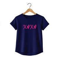 T-shirt pour femme en coton tricoté de haute qualité avec élasthanne, écologique, broderie personnalisée, étiquette imprimée, col rond, coupe ajustée