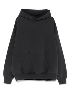 Sweat-shirt à capuche noir surdimensionné unisexe, coupe classique, en coton French Terry, couleur unie, avec poche, pour l'automne - Product Image 4