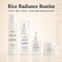 Kit de Soins de la Peau 4 Pièces OEM au Ferment de Riz : Tonique, Brume, Sérum, Crème Hydratante, Apaisante et Éclaircissante