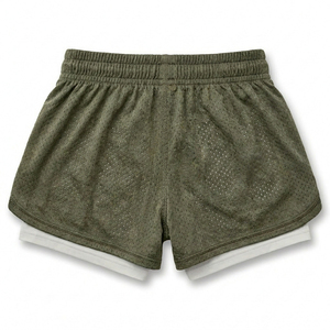 กางเกงวิ่งขาสั้นผู้หญิง ผ้าตาข่าย น้ำหนักเบา แห้งเร็ว กางเกงออกกำลังกาย บริการ OEM - Product Image 2