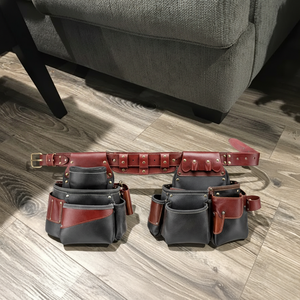 เข็มขัดเครื่องมือหนังแท้คุณภาพพรีเมียมสำหรับช่างไม้ ช่างซ่อมบำรุง และช่างไฟฟ้า พร้อมสายสะพายและกระเป๋าคาดเอว ราคาประหยัด - Product Image 2