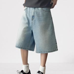 Nuevos Pantalones Cortos de Mezclilla Azul Cielo para Hombre, Casuales, Ecológicos, a la Moda, Holgados, de Algodón Transpirable, de Secado Rápido, con Bolsillos, para Verano - Product Image 4