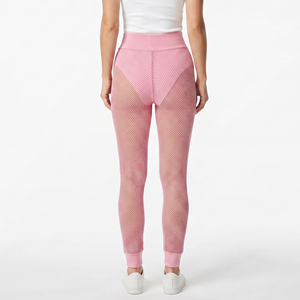 Leggings de malla transparente de cintura alta para mujer, leggings deportivos elásticos con bolsillos, pantalones transparentes para mujer - Product Image 2