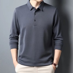 Chemise de golf à manches longues pour homme, couleur unie, tricotée, respirante, polyester/coton, technologie OPTI-Dri, protection solaire, décontractée - Product Image 4