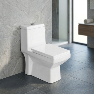 WC monobloc moderne en céramique noir et or, cuvette allongée, double chasse, sanitaires pour le marché du Moyen-Orient - Product Image 5