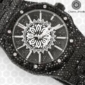 Montre de luxe Charm_Jewells en acier inoxydable, boîtier de 40 mm, mouvement mécanique analogique, date automatique, mode vintage pour homme, accents de diamants - Product Image 3