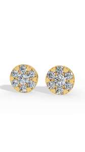 Clous d'oreilles en or 10K Radiance avec diamants de laboratoire en grappe, taille brillant ronde, sertis à griffes en forme de cœur, diamants de laboratoire de luxe certifiés IGI - Product Image 5