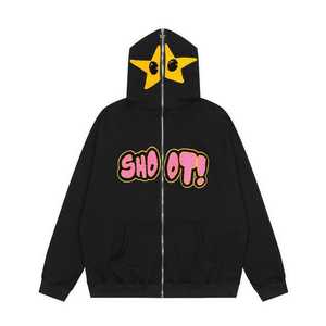 เสื้อฮู้ดซิปหน้าลายกราฟิกอนิเมะ Star Face ประดับเลื่อม ปรับแต่งได้ ทรงโอเวอร์ไซส์ สไตล์ลำลอง สตรีทแวร์ สำหรับผู้หญิง - Product Image 1