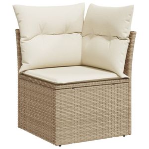 Divano da giardino Beige in Poly Rattan in acciaio verniciato a polvere con mobili Comfort per esterni in poliestere - Product Image 2