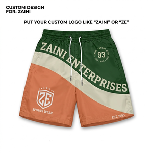 Shorts coupe-vent pour hommes, polyester tissé premium 120 GSM, vert crème pêche, panneau incurvé, logo personnalisé, OEM ODM, marque privée - Product Image 1