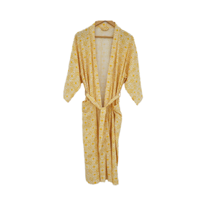Robe de chambre kimono maxi en coton 100% tissé à la main, à motifs floraux, luxueuse, à manches longues, décontractée, pour spa, hôtel, boutiques de cadeaux, été - Product Image 1