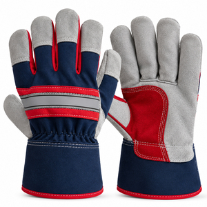 Guantes Canadienses Personalizados de Trabajo con Palma de Cuero, Dorso de Tela, Puño Flexible y Costuras Reforzadas, OEM ODM, Marca Privada, Proveedor - Product Image 1