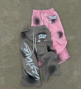 Manufacturer's Wholesale Custom Light-Weight Men's Summer Flared Pants Baggy Sweatpants with Jogger <b>Screen</b> Printing - Product Image 1
