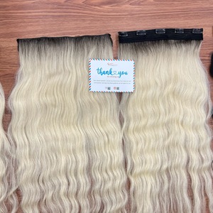 Extensions de cheveux naturels de haute qualité, lisses, colorées, à clipser, style vietnamien - Product Image 1