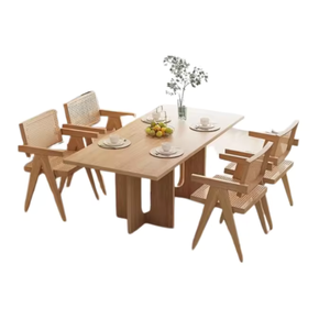 Cabina de asiento de comedor de madera maciza de teca para restaurante y comedor con juego de restaurante de diseño japonés moderno - Product Image 2