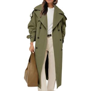 Abrigos de lana personalizados color canela para mujer, de longitud media, con solapa entallada y botones, chaqueta clásica con botones frontales, ropa exterior. - Product Image 5