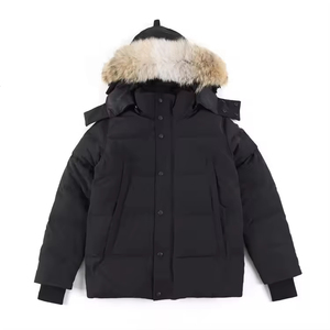 STITCH LAB Parka imperméable à capuche pour homme, couleur unie, en polyester épais, manteau d'hiver avec garniture en fourrure, vêtement d'extérieur décontracté, coupe classique - Product Image 1