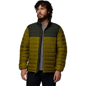 Veste matelassée pour homme, vert olive, col montant, fermeture éclair, coupe-vent, vêtement d'extérieur décontracté d'hiver, rembourrage épais en polyester - Product Image 1