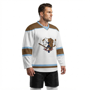 Maillots de hockey imprimés OEM avec logo personnalisé et nom d'équipe, 100 % polyester mesh, séchage rapide, uniformes de hockey sur glace unisexes - Product Image 6