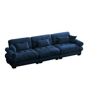 Modern 3-Seat Extra Large Velvet <b>Sofa</b> Oversize Cloud-Like Comfort with Waist Pillows & <b>Support</b> for Living Room - Product Image 4