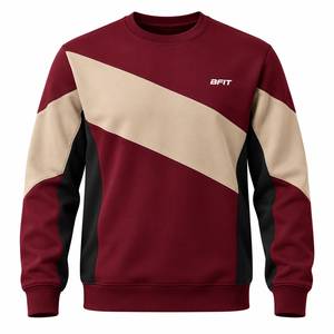 Sweat-shirt à col rond pour homme, de qualité supérieure, avec blocs de couleur, logo personnalisé brodé, écologique, décontracté, pour l'entraînement, vêtements de sport en coton - Product Image 1
