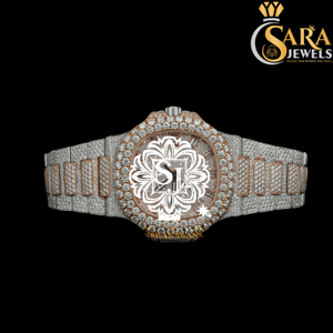 Fantaisie Hip Hop Designer Cadran Carré Full Iced Out Haute Qualité Moissanite Deux Tons Montre Avec Cadran Analogique Et Calendrier Complet - Product Image 1