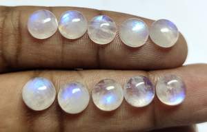 Piedra de Luna Arcoíris Natural, Forma Redonda, Cabujón, Parte Posterior Plana, Gema Suelta para Joyería, Cristal Curativo - Product Image 5