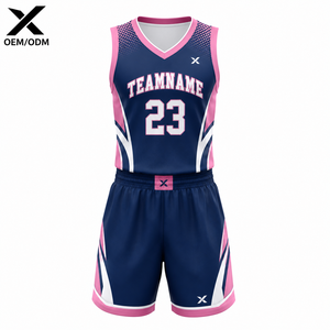 Ensemble d'uniformes de basketball pour femmes et jeunes filles, respirant, à séchage rapide, 100% polyester, sans manches, taille élastique, imprimé sur mesure - Product Image 1