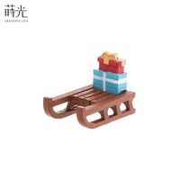 [2,9] Santa Moose regalo trineo terrario casa de muñecas accesorios en miniatura hechos de resina miniaturas Decoración