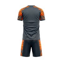 Maillot de football imprimé noir et orange avec motif explosif, ensemble uniforme de football par sublimation 100 % polyester à séchage rapide